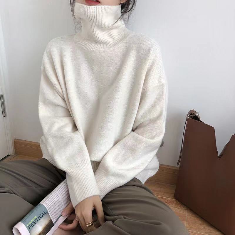 Women's Casual Oversized Knitted Turtleneck Sweater | Ideal for Autumn/Winter