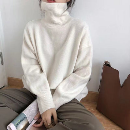 Women's Casual Oversized Knitted Turtleneck Sweater | Ideal for Autumn/Winter