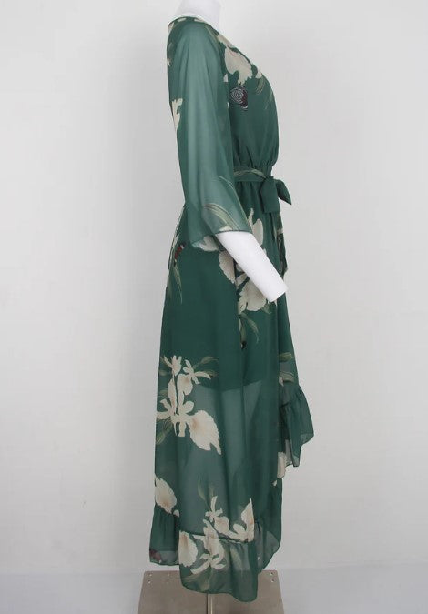 Women's Elegant High-Quality Maxi Dress with Floral Forest Pattern