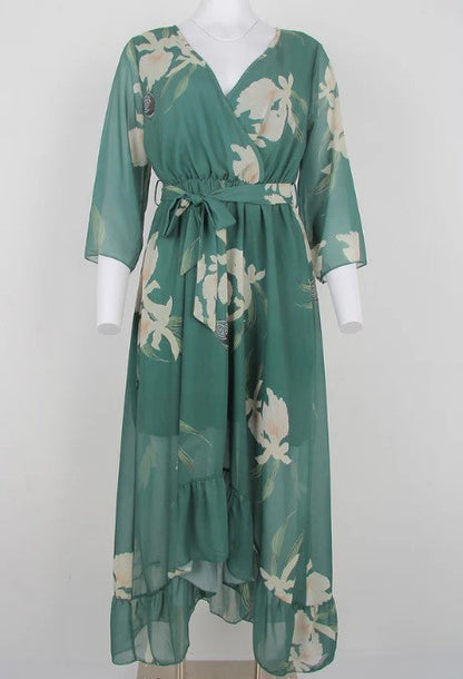 Women's Elegant High-Quality Maxi Dress with Floral Forest Pattern