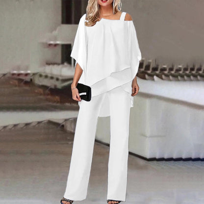 Women's Modern High-Quality Two-Piece Suit with Cold Shoulder Design