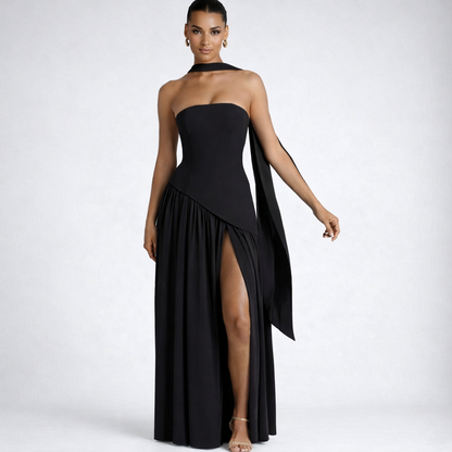 Strapless Maxi Dress Yellow Black Brown Mint Summer