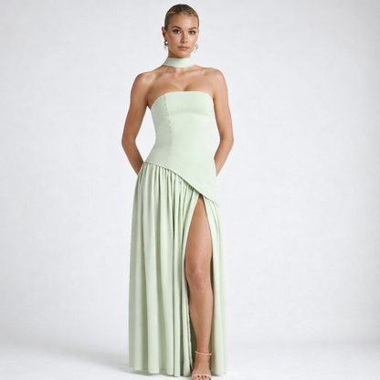Strapless Maxi Dress Yellow Black Brown Mint Summer