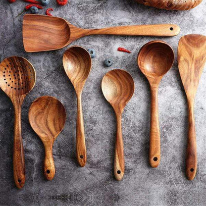 Teak Wood Kitchen Utensil Set Cooking Utensils