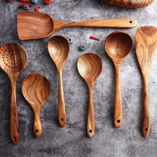 Teak Wood Kitchen Utensil Set Cooking Utensils