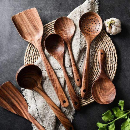 Teak Wood Kitchen Utensil Set Cooking Utensils