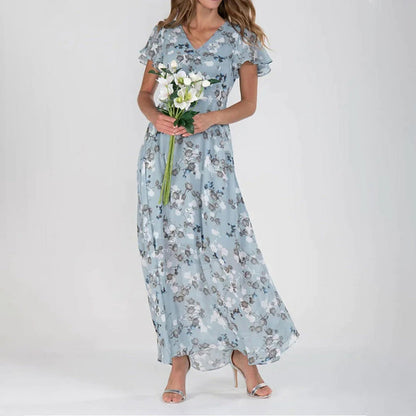 Women's Elegant Lightweight Maxi Dress with Floral Design