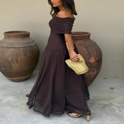 Off Shoulder Chiffon Maxi Dress - Image 2