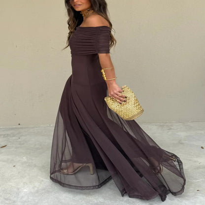 Off Shoulder Chiffon Maxi Dress - Image 3