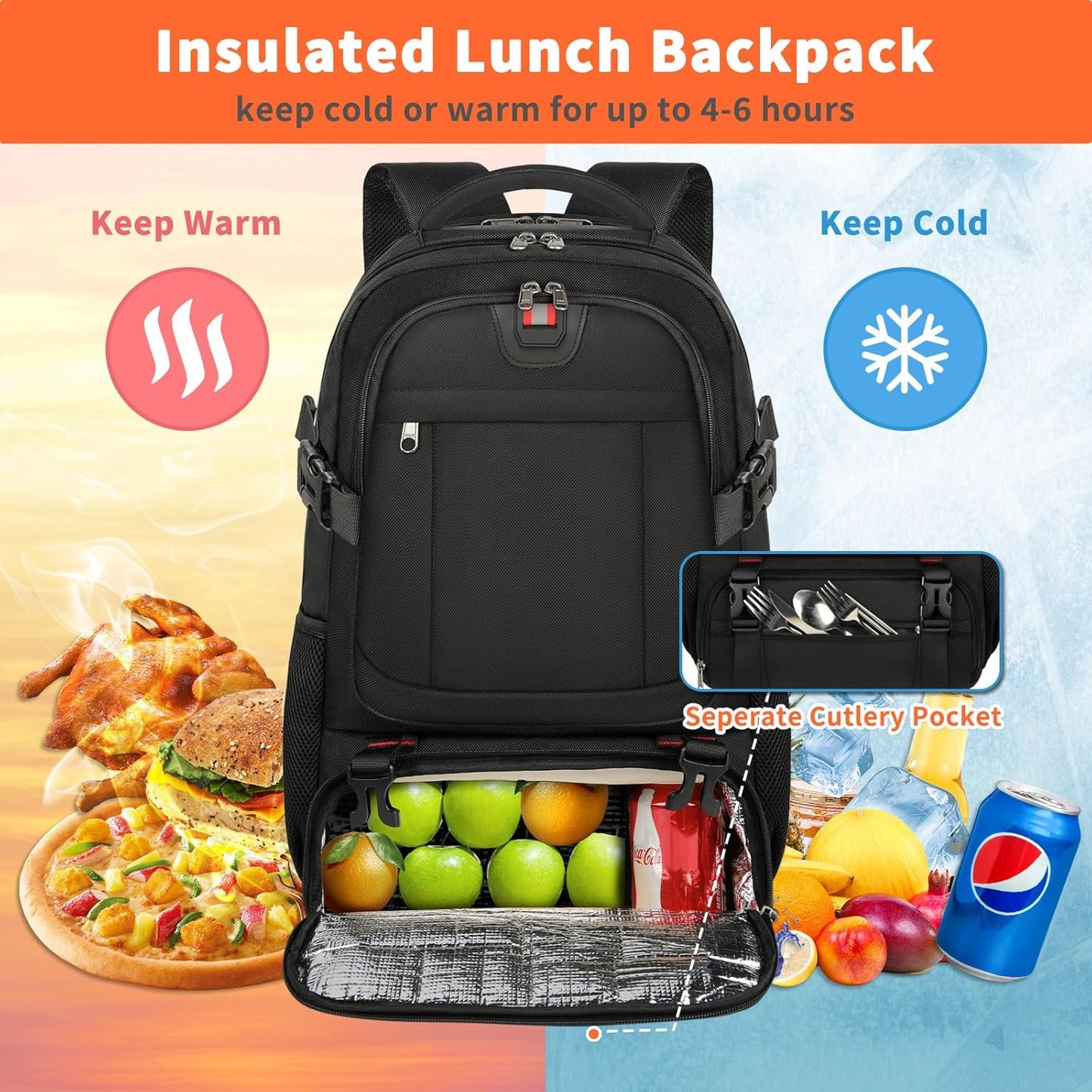 Travel Backpack – Insulated Compartment with USB Charging Port 1