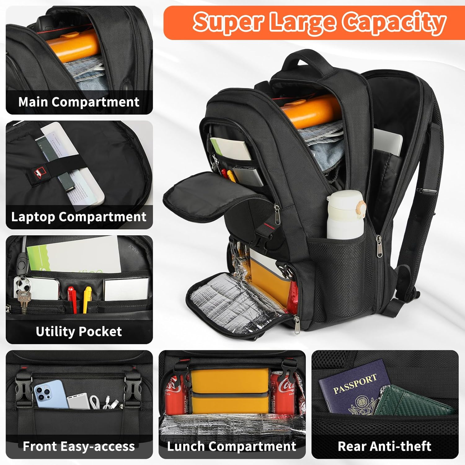 Travel Backpack – Insulated Compartment with USB Charging Port 2