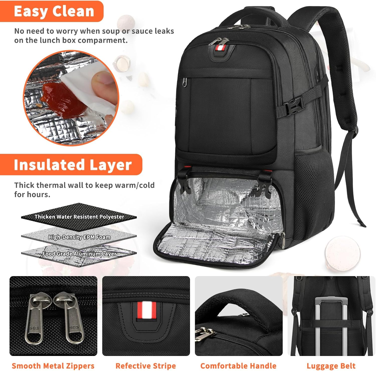 Travel Backpack – Insulated Compartment with USB Charging Port 3