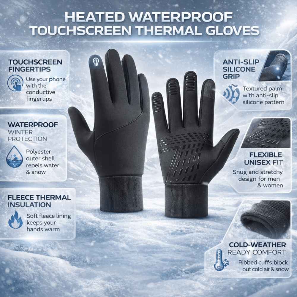 Unisex Heated Waterproof Touchscreen Thermal Ski Gloves 3