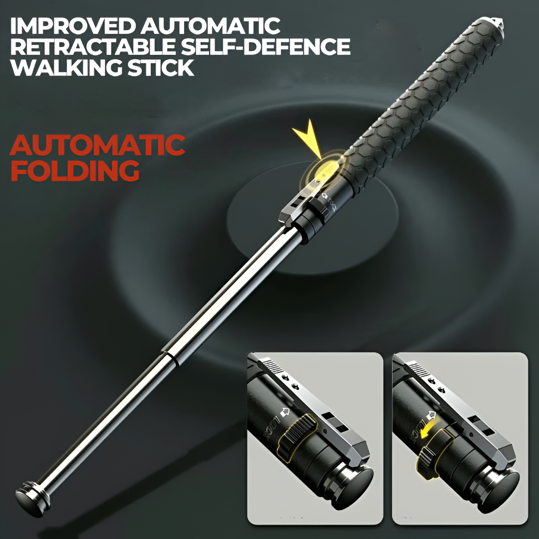 Walking Stick Self Defense Automatic Spring Loaded Cane 6