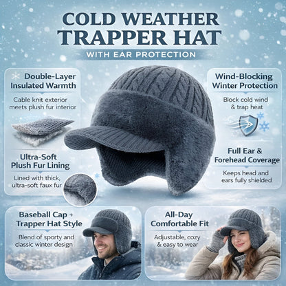 Winter Trapper Hat Ear Protection Warm Wool Lining 3