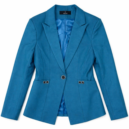 Women's Buttoned Notched Lapel Blazer and Pants Co-ords Set