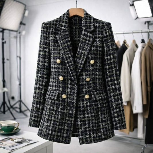 Women's Blazer Long Double Breasted Business Office Jacket
