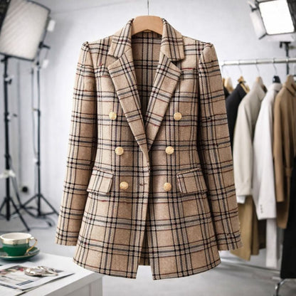 Women's Blazer Long Double Breasted Business Office Jacket