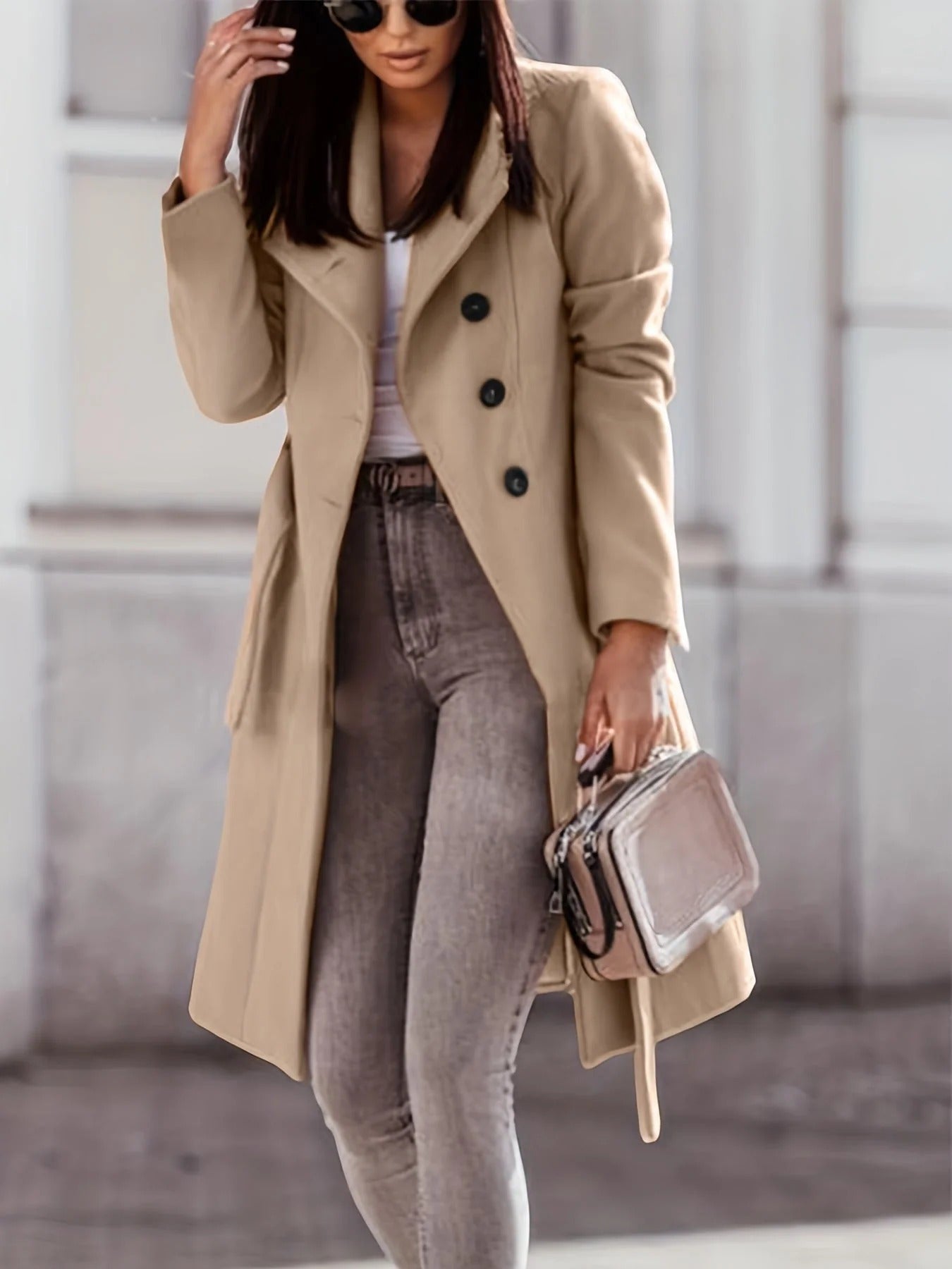 Women’s Midi-Length Double-Breasted Trench Coat