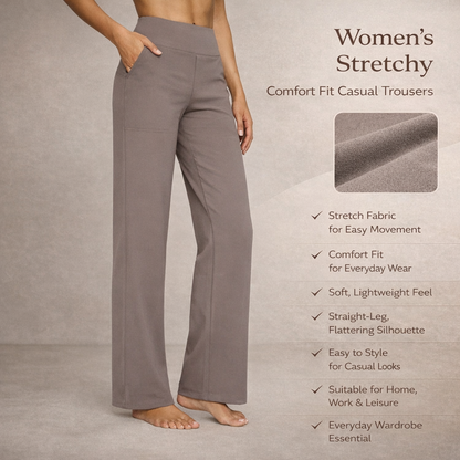 Women's Stretchy Pants Comfort Fit Casual Trousers
