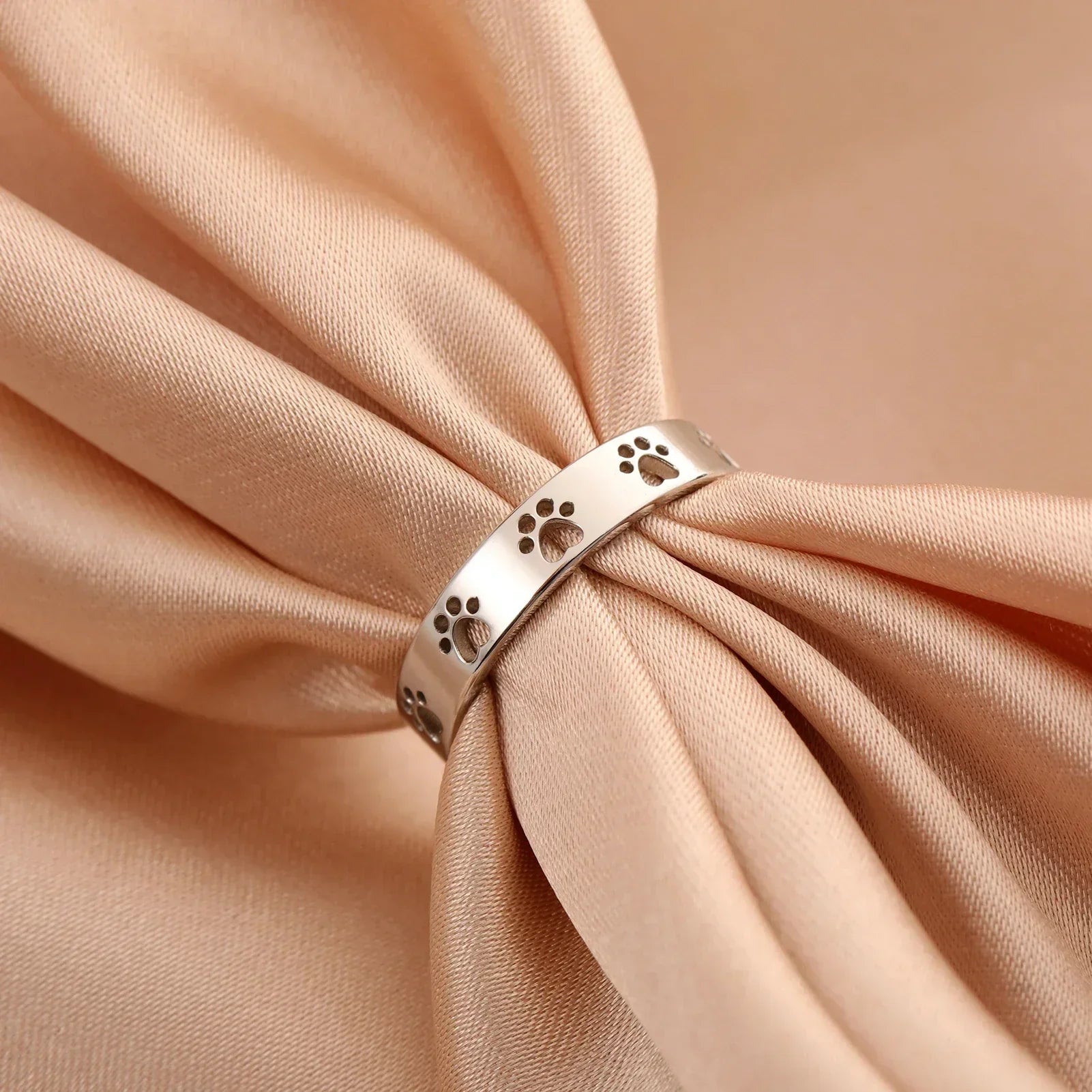 Women’s Adjustable Ring with Paw Print Design 2