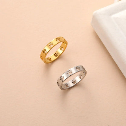 Women’s Adjustable Ring with Paw Print Design 4