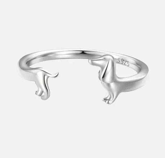 Women’s Adjustable Ring with Playful Dog Design 0