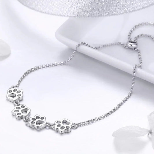 Women’s Bracelet with Adjustable Paw Print Design 0