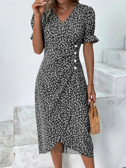 Myra - Women's Midi Dress with Buttons
