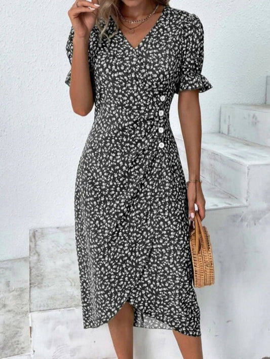 Myra - Women's Midi Dress with Buttons