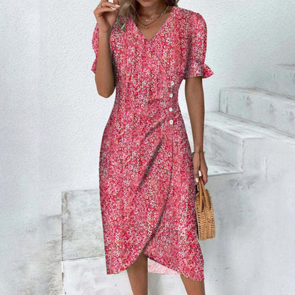 Myra - Women's Midi Dress with Buttons