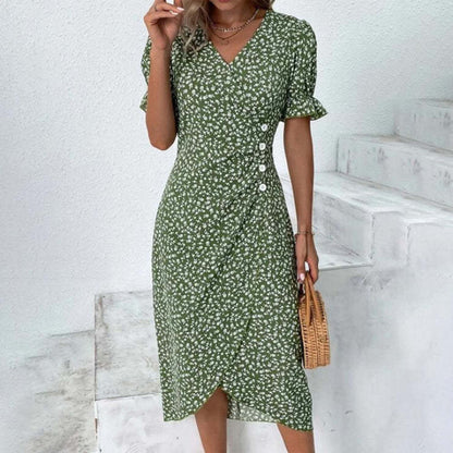 Myra - Women's Midi Dress with Buttons
