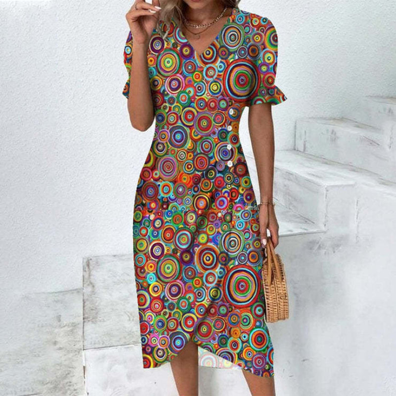 Myra - Women's Midi Dress with Buttons