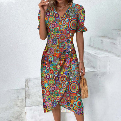 Myra - Women's Midi Dress with Buttons