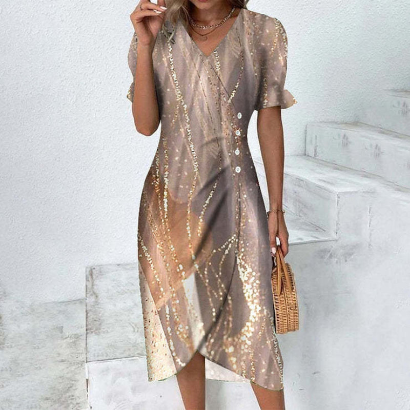 Myra - Women's Midi Dress with Buttons