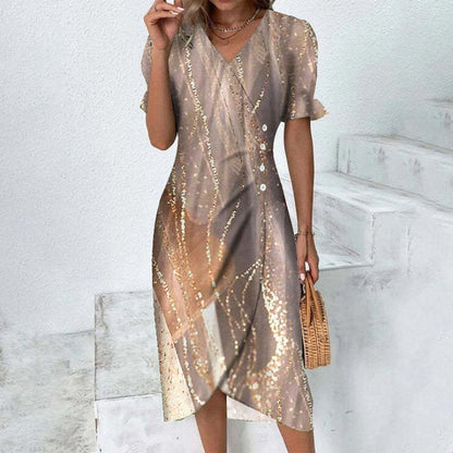 Myra - Women's Midi Dress with Buttons