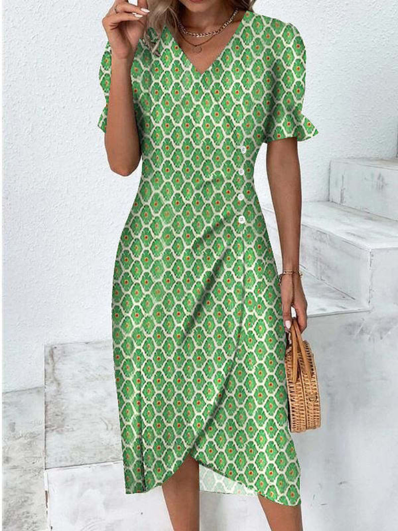 Myra - Women's Midi Dress with Buttons