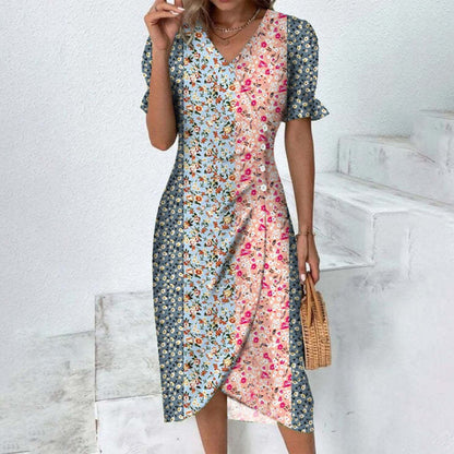 Myra - Women's Midi Dress with Buttons