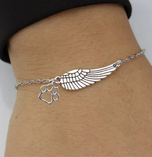 Women’s Charm Bracelet with Wing and Paw Print Design 0
