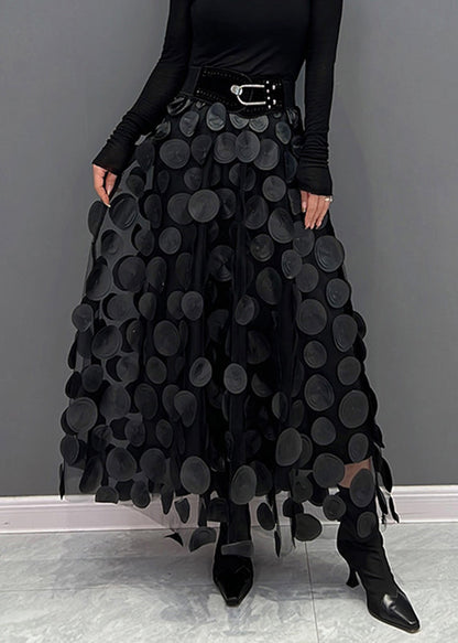 Women's Midi Skirt with Dot Patchwork Design