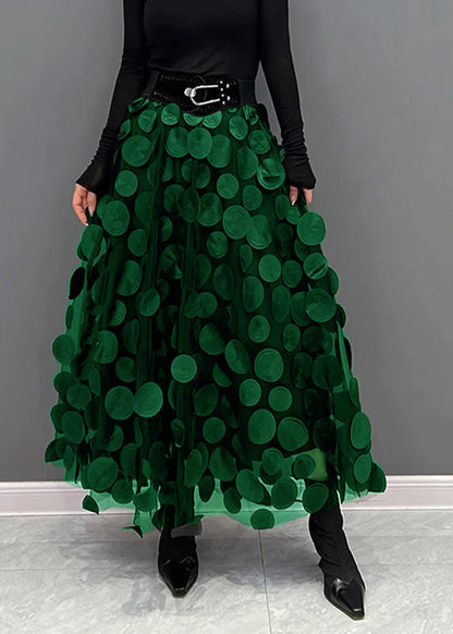 Women's Midi Skirt with Dot Patchwork Design