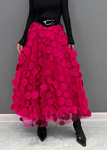Women's Midi Skirt with Dot Patchwork Design