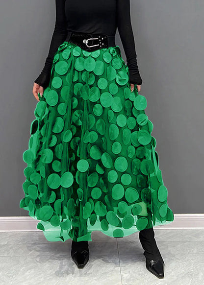 Women's Midi Skirt with Dot Patchwork Design
