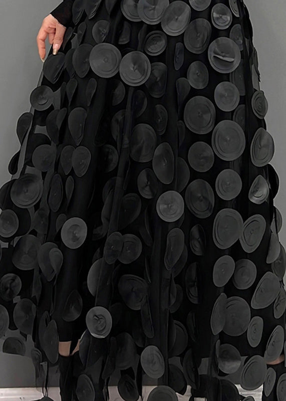 Women's Midi Skirt with Dot Patchwork Design