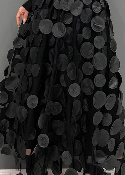 Women's Midi Skirt with Dot Patchwork Design