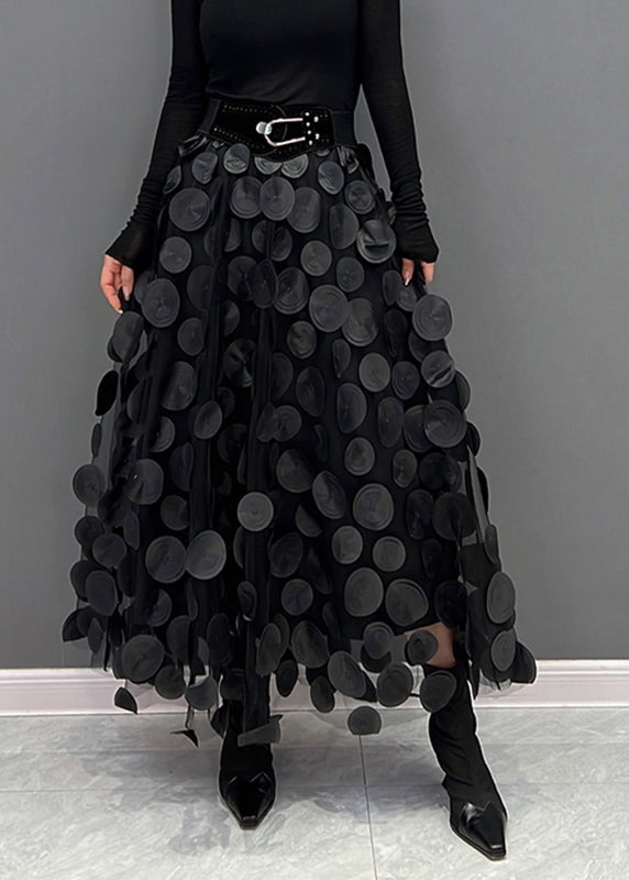 Women's Midi Skirt with Dot Patchwork Design
