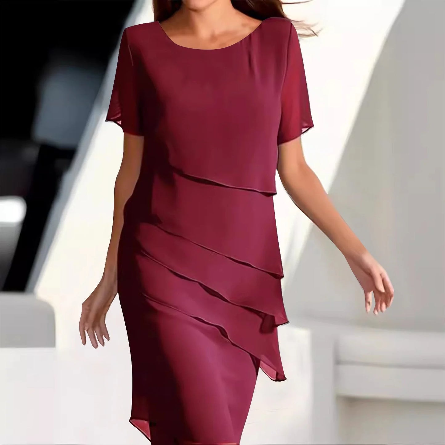 Women's Chiffon Tiered Evening Dress 7