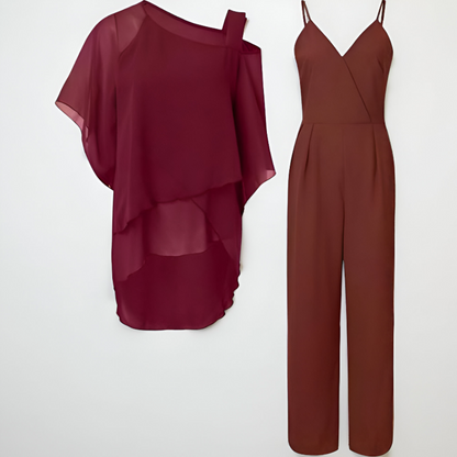 Women's Chiffon Two Piece Set Evening Outfit 8