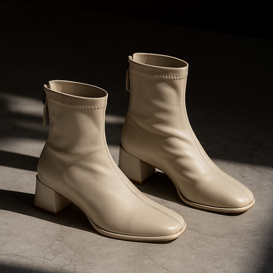 Women's Cowboy Boots Block Heel Ankle | Zipper Boots 1