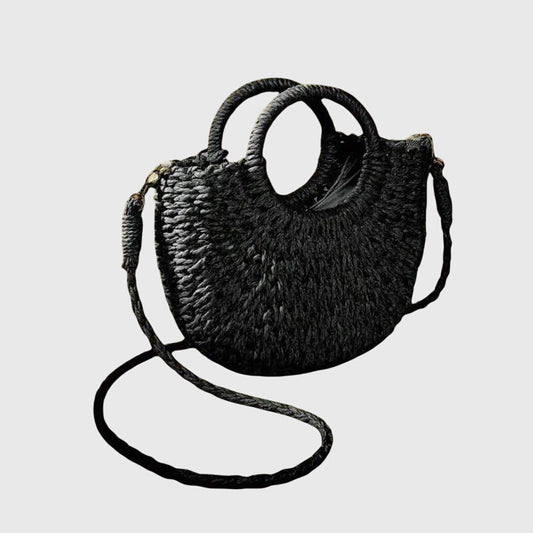 Women’s Half-Moon Shoulder Bag with Woven Pattern 0
